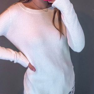 nautica white button back sweater